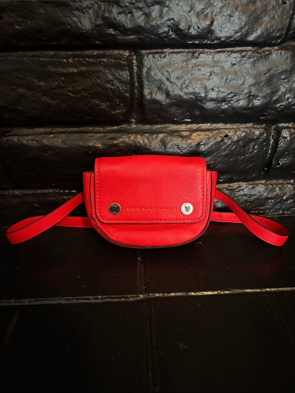 Red Leather J Crew Crossbody Belt Bag